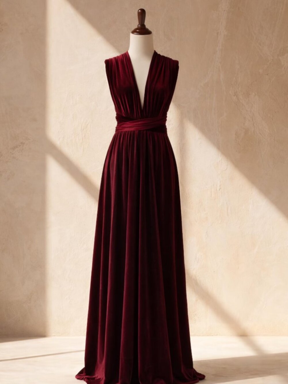 Elegant Burgundy Velvet Multiway Dress